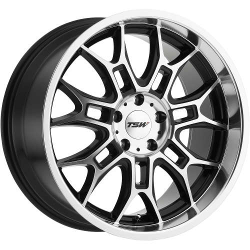 TSW Yas17x8 +40 Gloss Black with Machined Spoke Faces and Lip