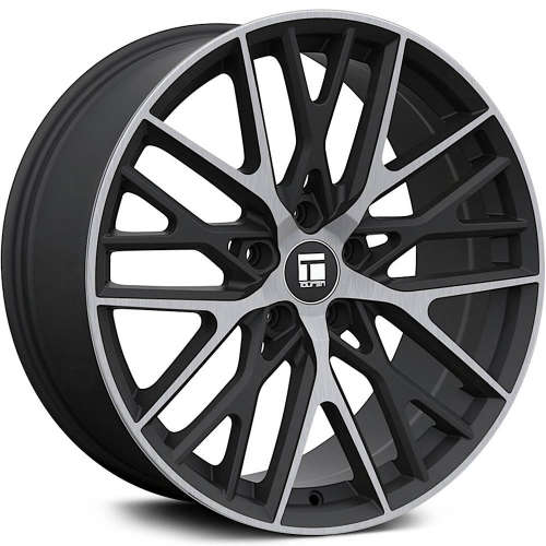 Touren TR91 3291 19x8.5 +40 Matte Black with Machined Brushed Spoke Faces and Outer Lip with a Dark Tint