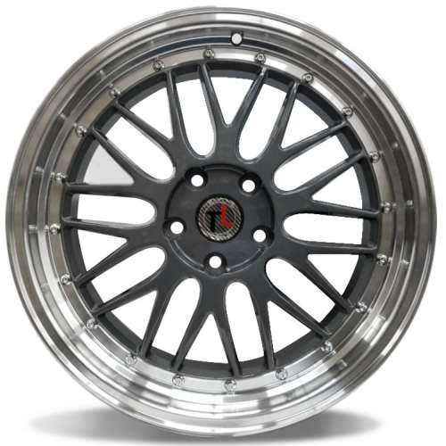 Traklite Wheels Turbulance17x8 +35 Hyperblack with a Machined Lip and Chrome Rivets