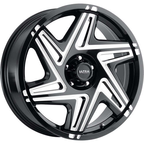 Ultra Sinister CUV 263 17x8 +30 Gloss Black with Milled Spoke and Lip Accents