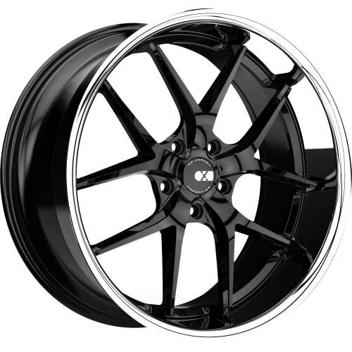 XO Athens22x10.5 +30 Gloss Black with a Chrome Stainless Steel Lip