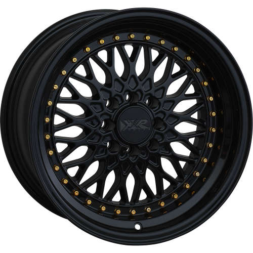 XXR 53615x8 +20 Gloss Black with Gold Rivets