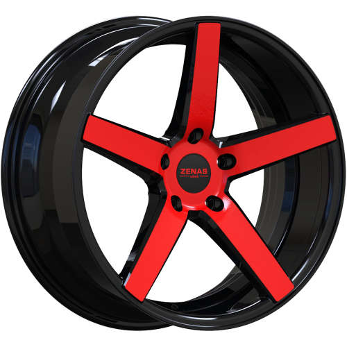Zenas ZW0222x9 +15 Black with Red Machined Spoke Faces