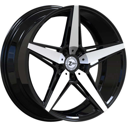 Zenas ZW0520x10 +25 Gloss Black with Machined Spoke Faces
