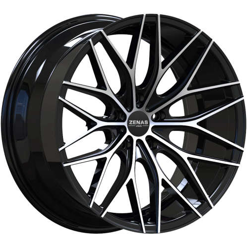 Zenas ZW1020x10 +20 Gloss Black with Machined Spoke Faces