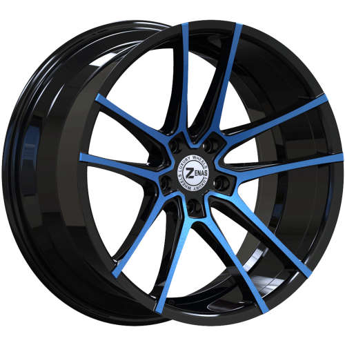 Zenas ZW1220x10 +38 Gloss Black with Blue Machined Spoke Faces