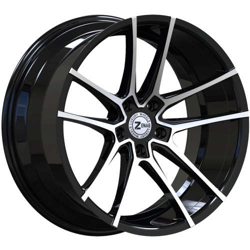 Zenas ZW1220x10 +25 Gloss Black with Machined Spoke Faces