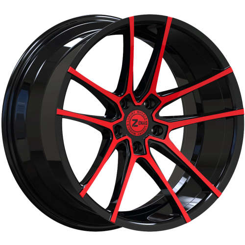 Zenas ZW1220x10 +38 Gloss Black with Red Machined Spoke Faces