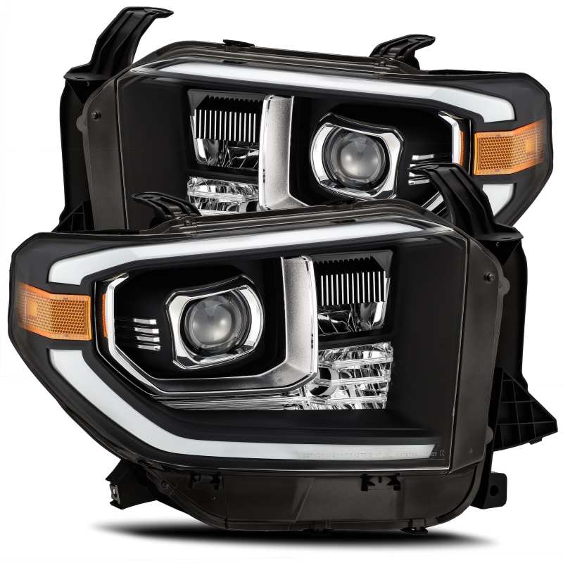 AlphaRex LUXX LED Projector Headlights Plank Style Design Black w/ Activ Light / DRL Toyota Tundra 2014-2020 | 880803