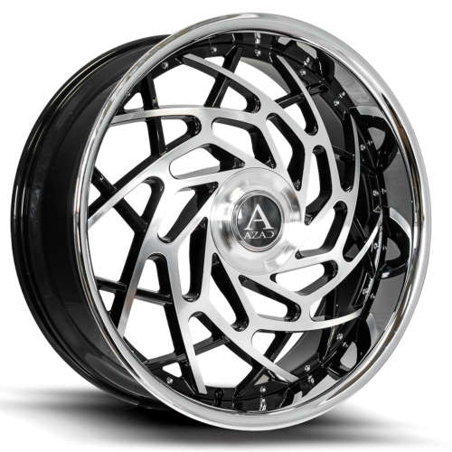 Azad AZ Reign26x10 +10 Gloss Black with Machined Spoke Faces and a Stainless Steel Lip