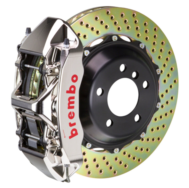 Brembo 08-14 WRX/15-21 WRX Front GTR BBK 6 Piston Billet 355x32 2pc Rotor Drilled- Nickel | 1M1.8039AR